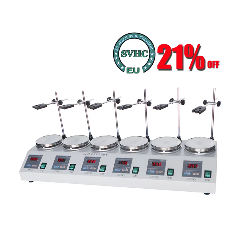 Lab Magnetic Stirrer Hot Plate - 220V 6-head Magnetic Heating Stirrer Multi-unit